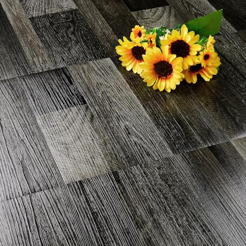 Black 35 Pcs Peel and Stick Vinyl Flooring Planks M3248