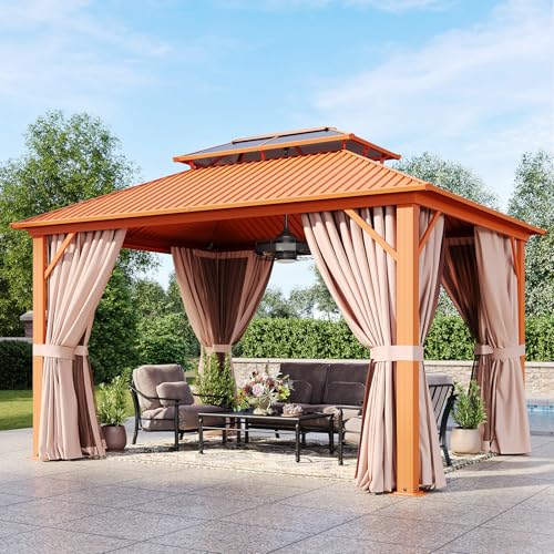 10x12 Aluminum Gazebo with Steel Roof and Netting P3641