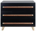 Black Gold Brown Faux Leather 3 Drawer Chest I576058