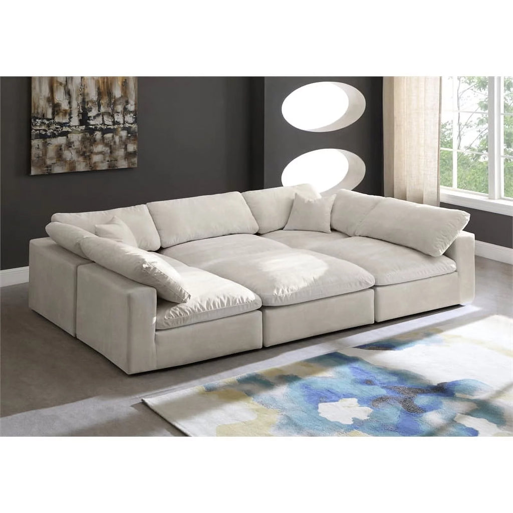 Velvet Down Filled Modular Sectional Sofa in Cream Z910437