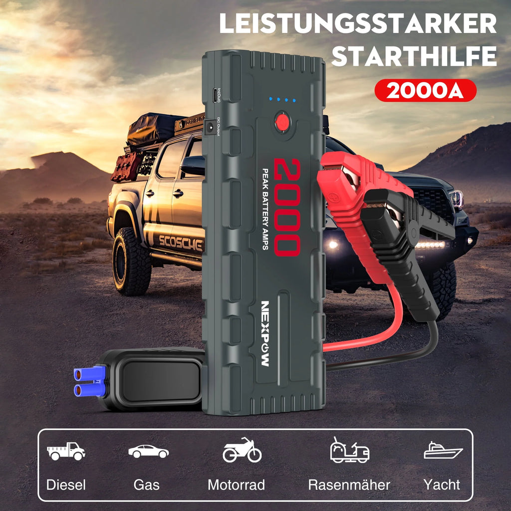 2000A Peak 18000mAh 12V Car Jump Starter with LED Light G9528