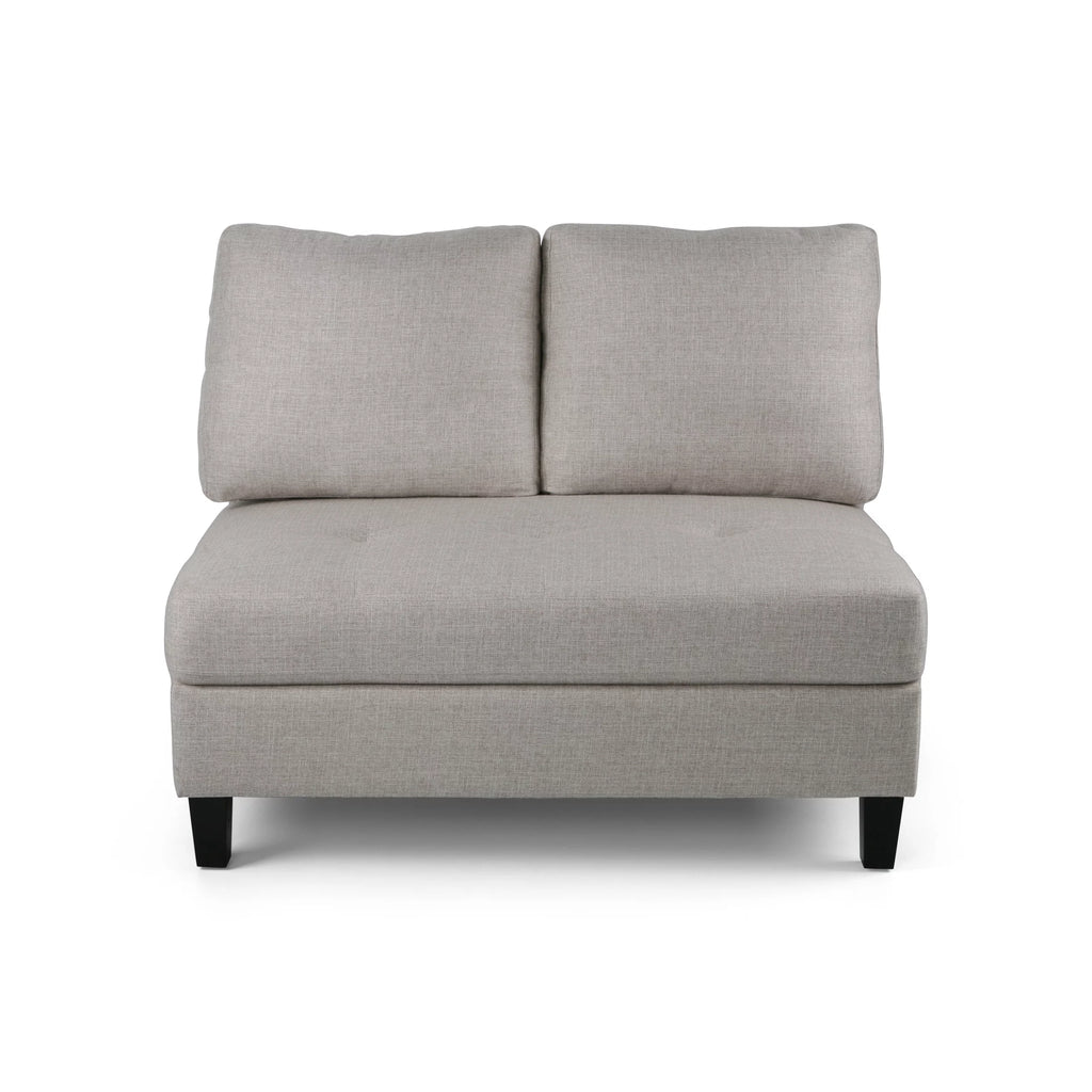 Beige and Dark Brown Fabric Sectional Sofa with Ottoman L624