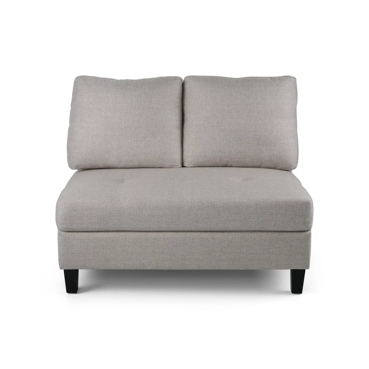 Beige and Dark Brown Fabric Sectional Sofa with Ottoman L624