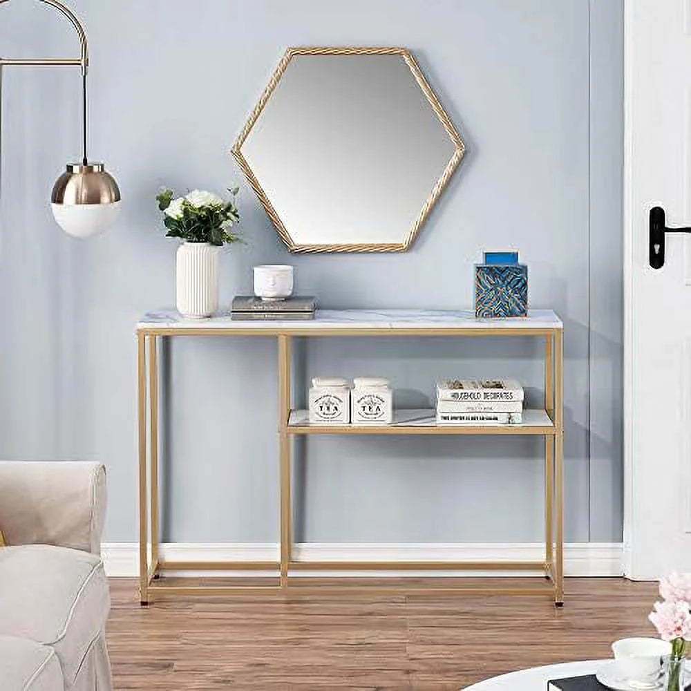 Narrow White Marble Console Table 47 inch Z86750