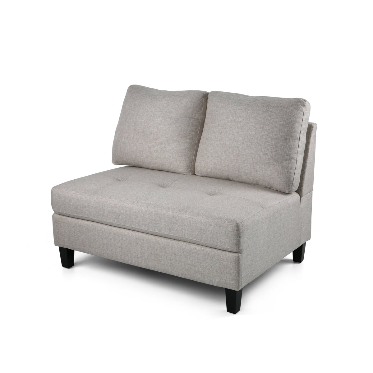 Beige and Dark Brown Fabric Sectional Sofa with Ottoman L624