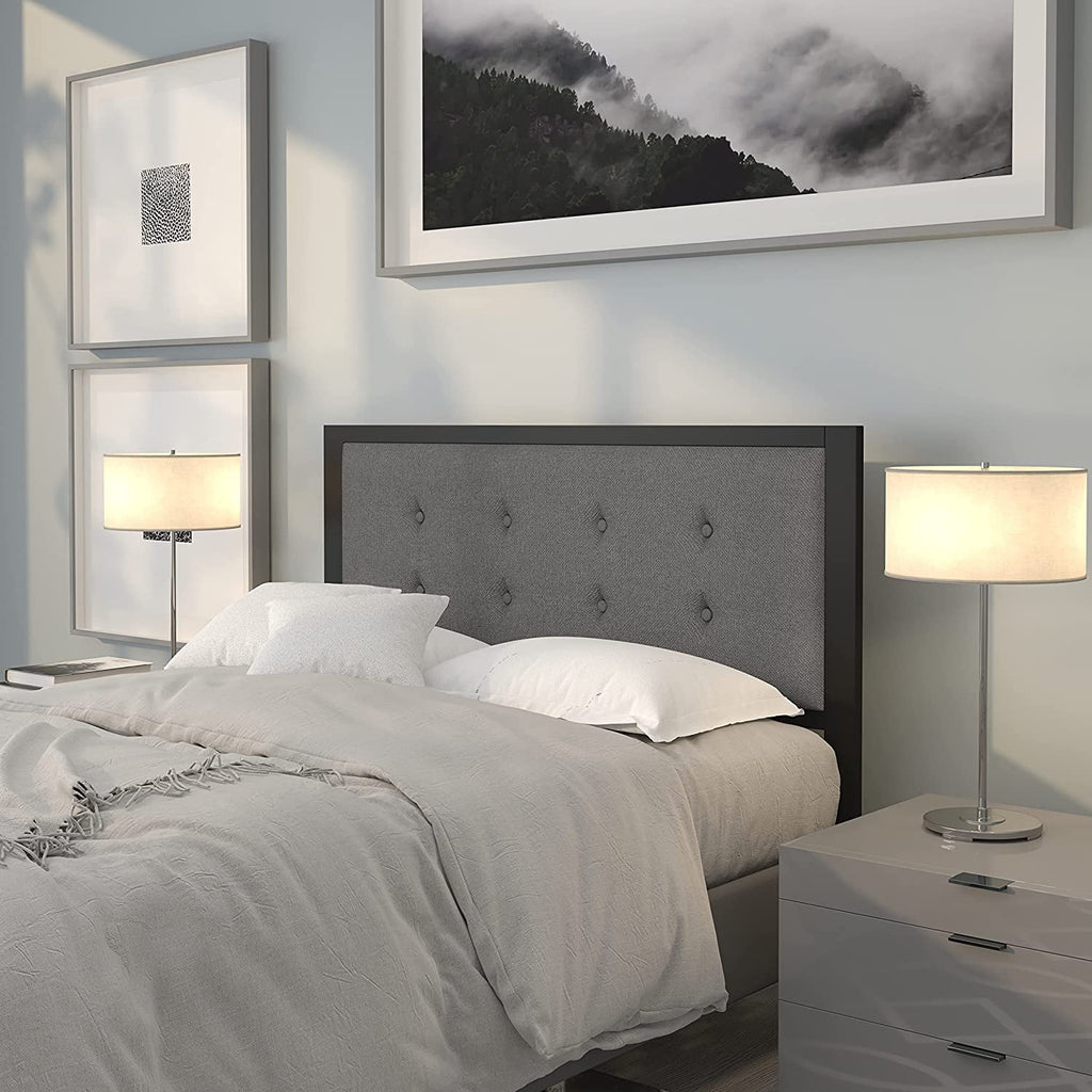 Full Size Upholstered Tufted Dark Gray Headboard W22599