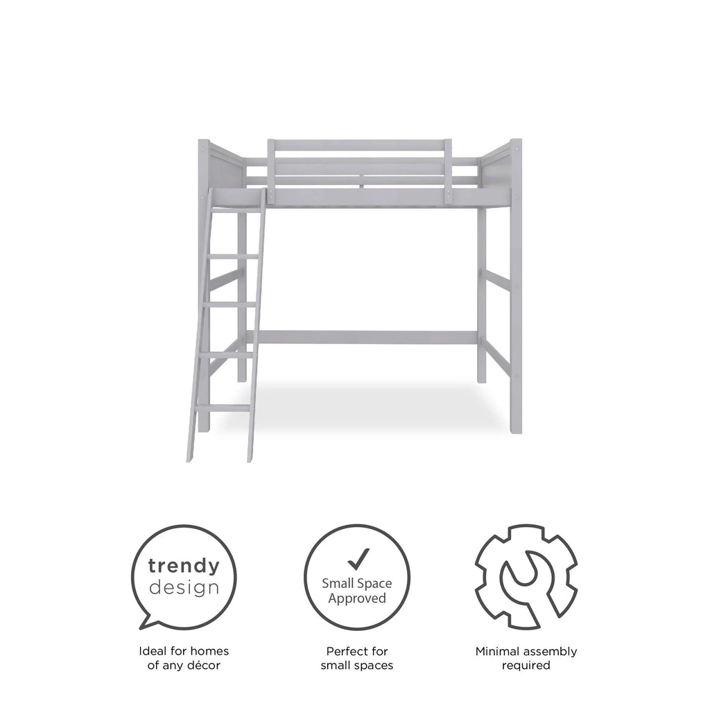 Full Size Loft Bed with Ladder, Gray L181
