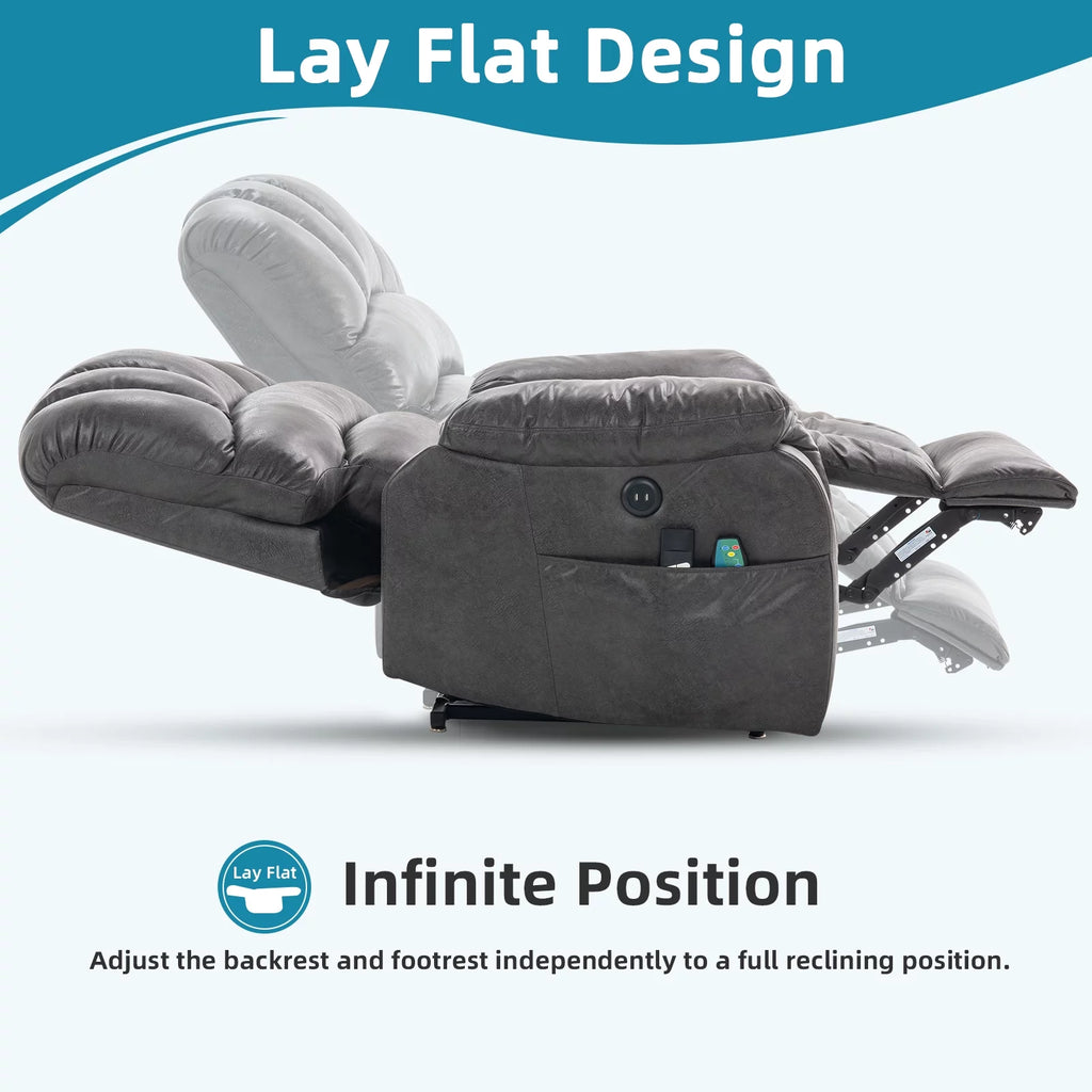 Large Dual Motor Power Lift Recliner Chair with Heat and Massage L78975