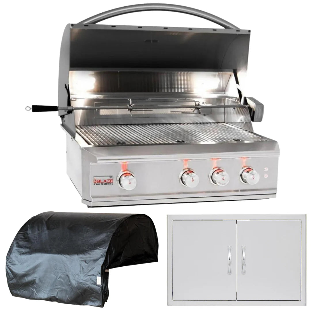 34 in. Propane Gas Grill 3 Piece Package M282