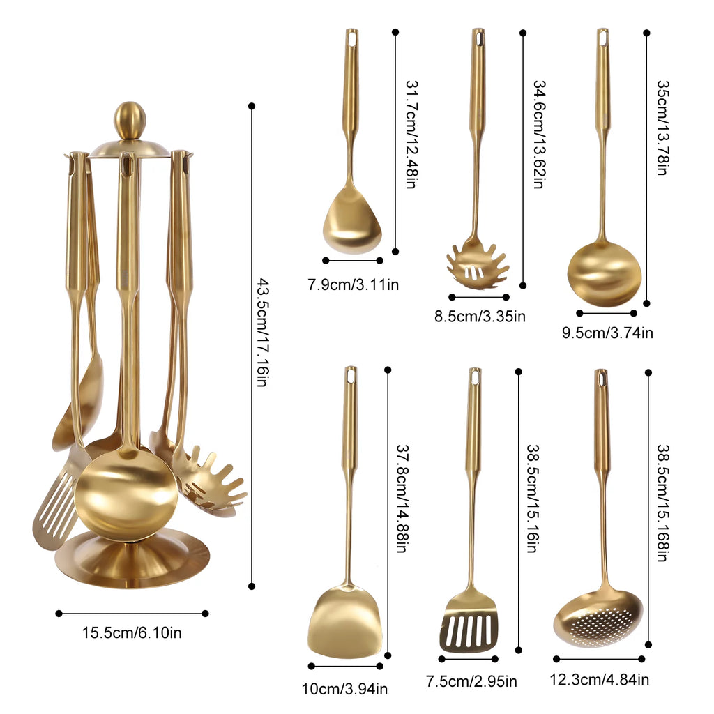 7 Pcs Stainless Steel Cookware Set with Utensil Stand U2884