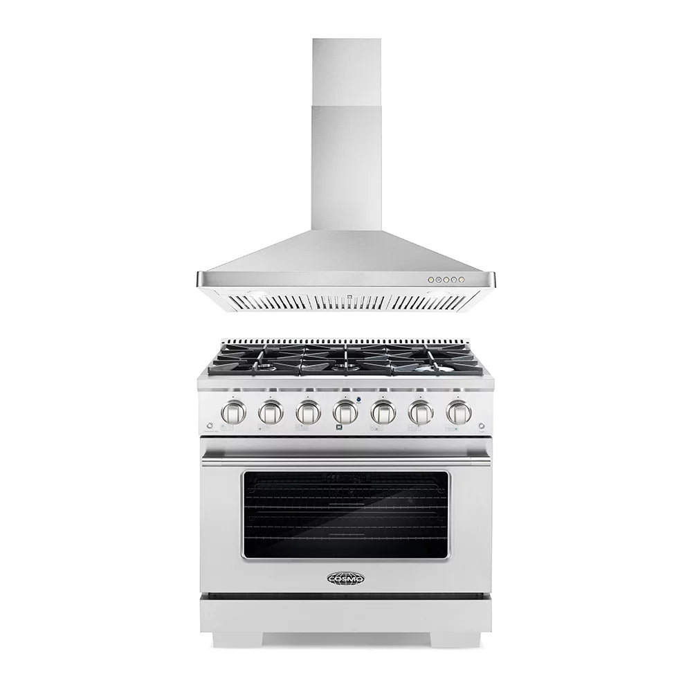 2 Piece Kitchen Appliance Package with Gas Range and Wall Mount Range Hood W555