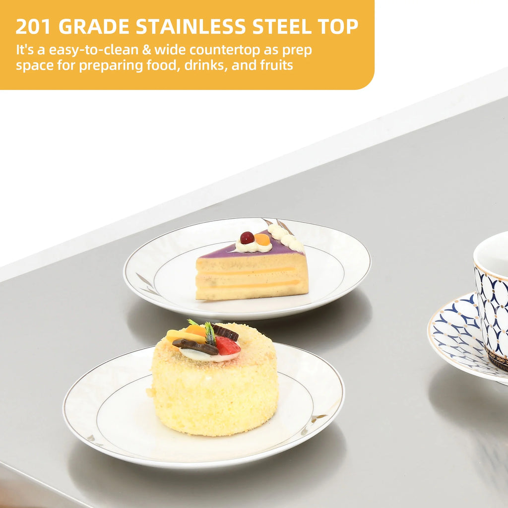 Solid Wood Movable Outdoor Table with Stainless Steel Top S8555
