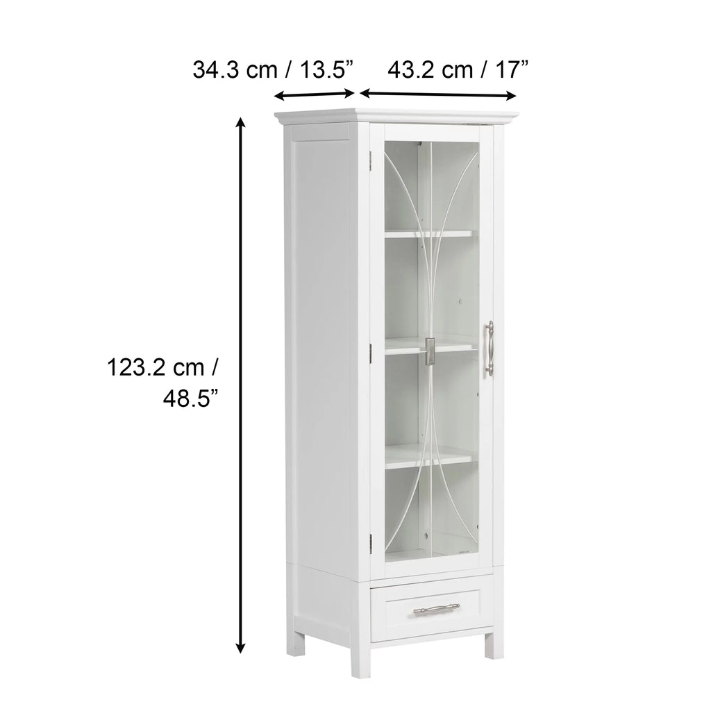 White Wooden Linen Cabinet with Drawer T59739