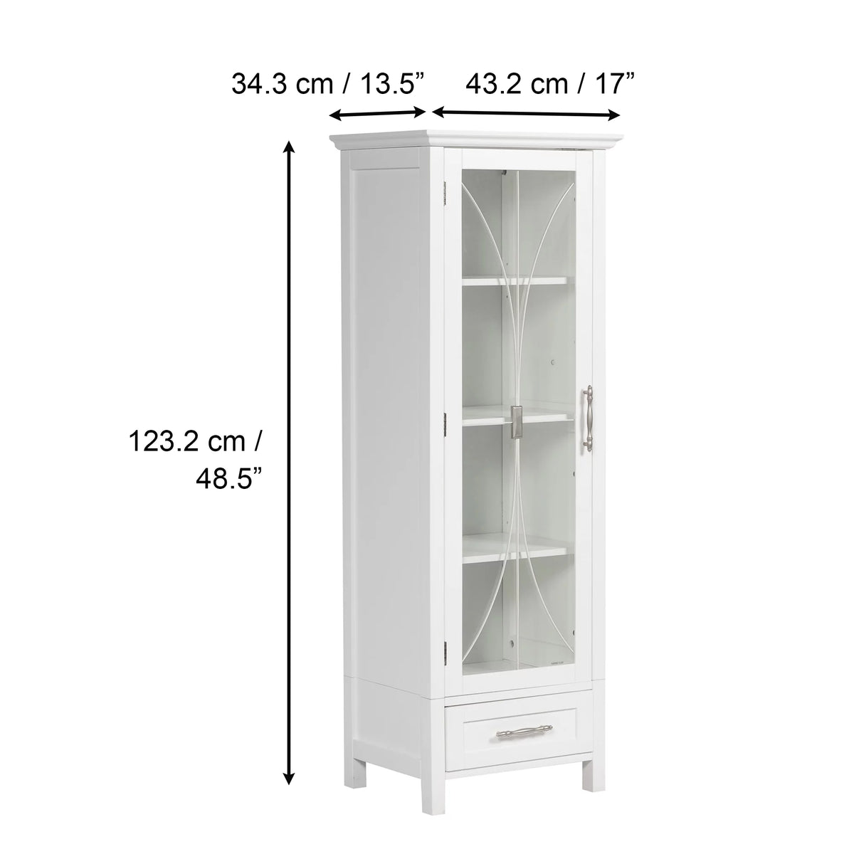 White Wooden Linen Cabinet with Drawer T59739