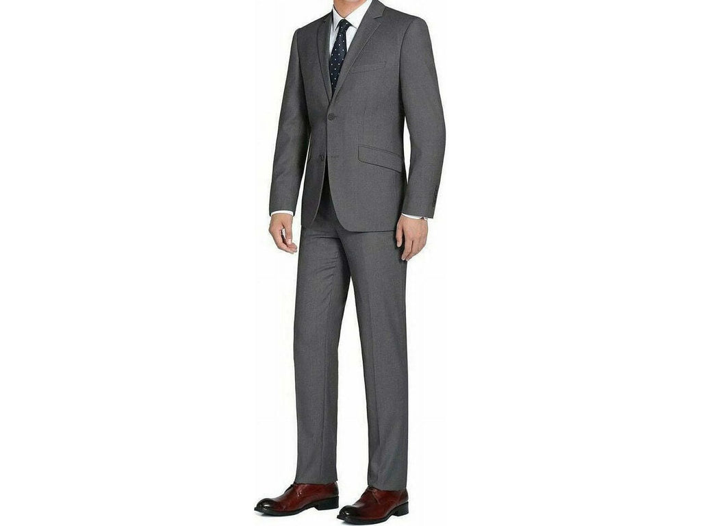 Charcoal Gray Solid Two Button Slim Fit Suit N379643