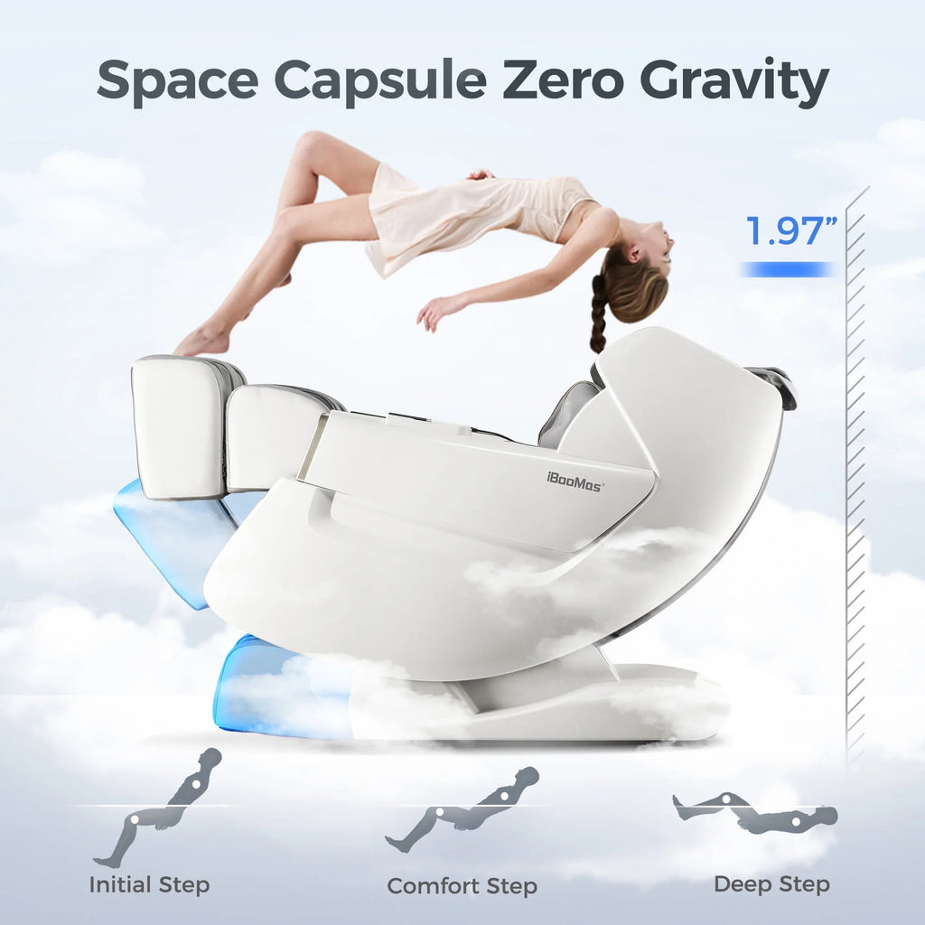 4D Full Body Zero Gravity Shiatsu Recliner with Heating White E726674