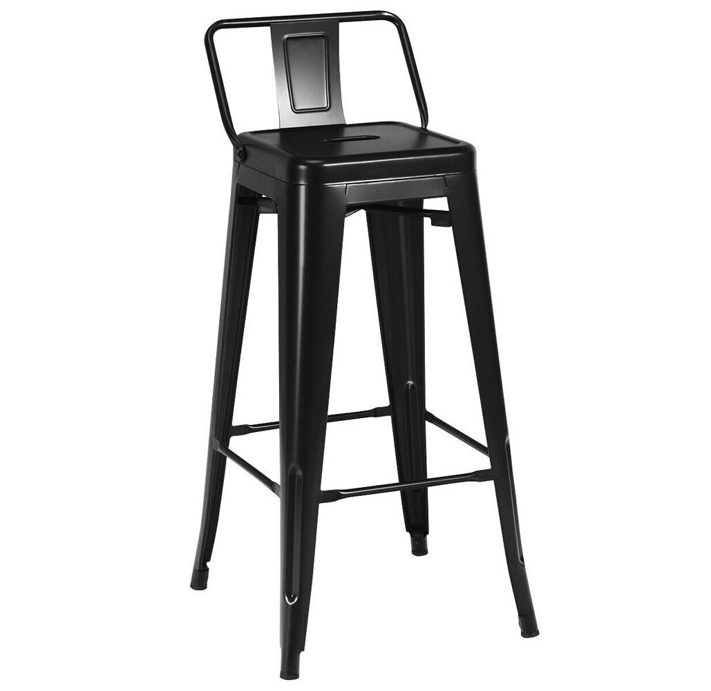 Set of 4 Metal Bar Stools 30'' Bar Height Black W4850