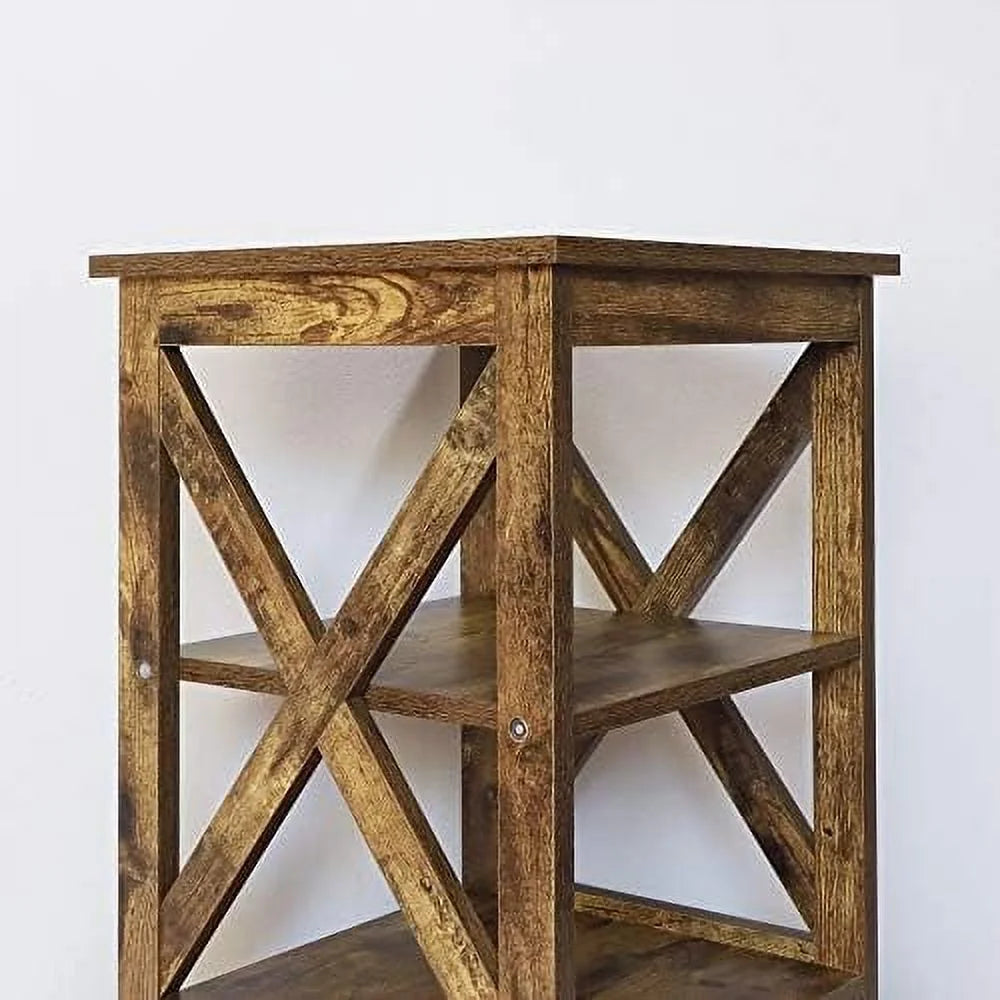 Modern Farmhouse Wood End Table with 3-Tier V526416