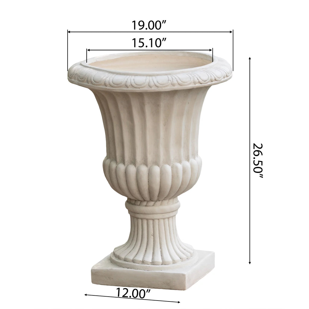 Antique White Concrete Urn Planter M79205