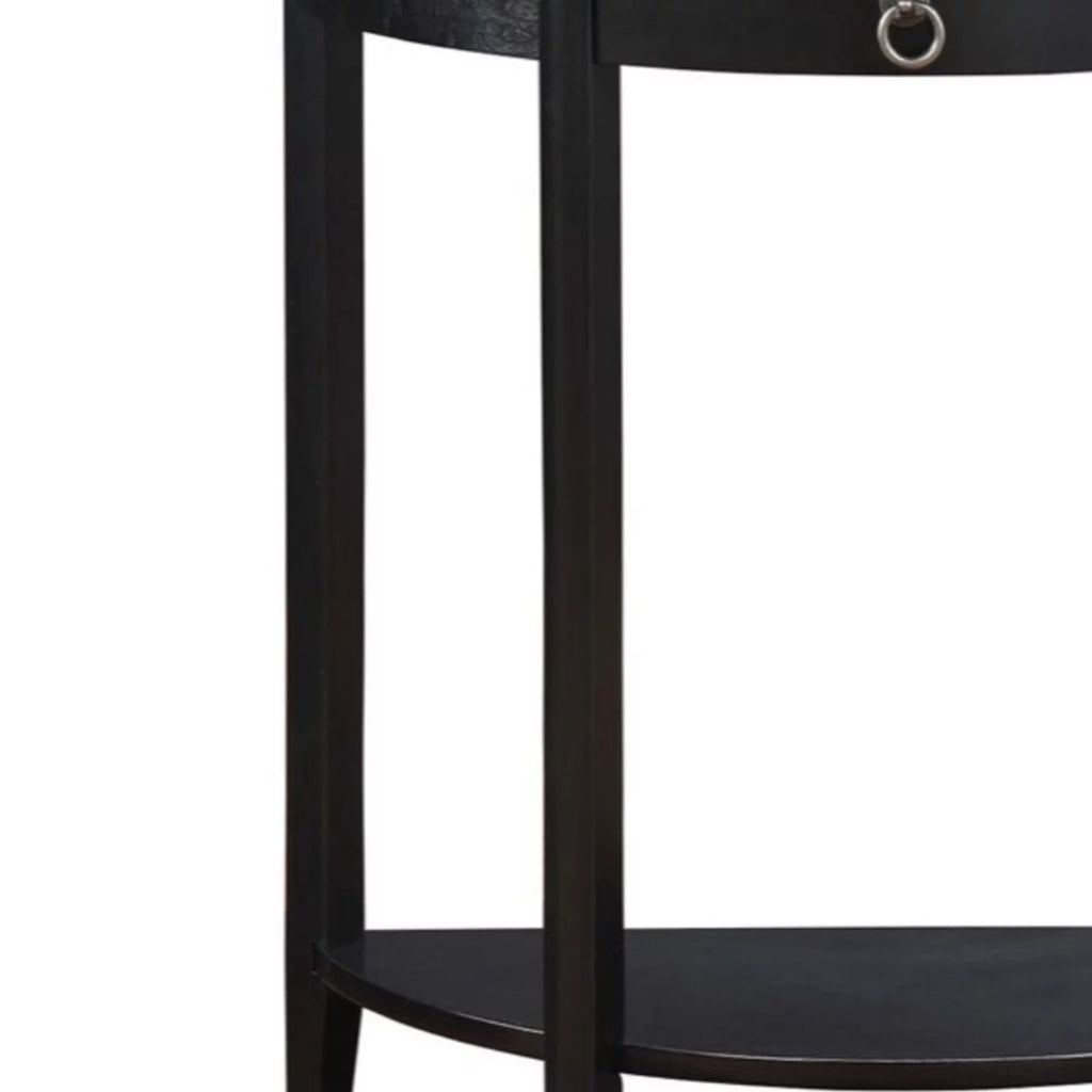 Black Wood Half Moon Console Table with Drawer A2100