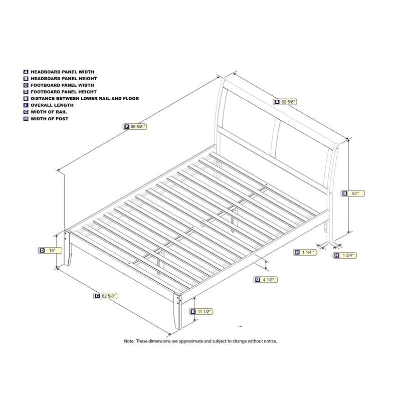 Solid Wood Queen Platform Bed in Walnut T4814
