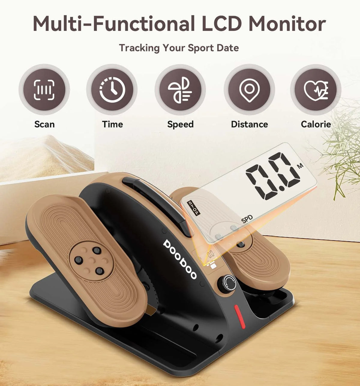 Under Desk Elliptical Machine with Adjustable Resistance T3130