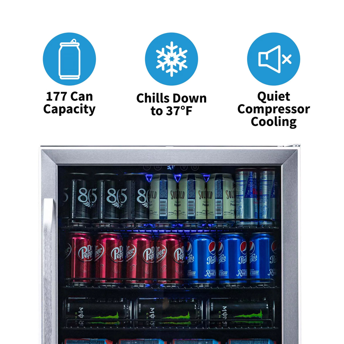 177 Can Stainless Steel Beverage Refrigerator G38202