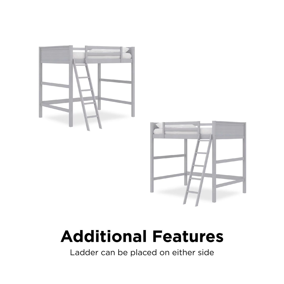 Full Size Loft Bed with Ladder, Gray L181