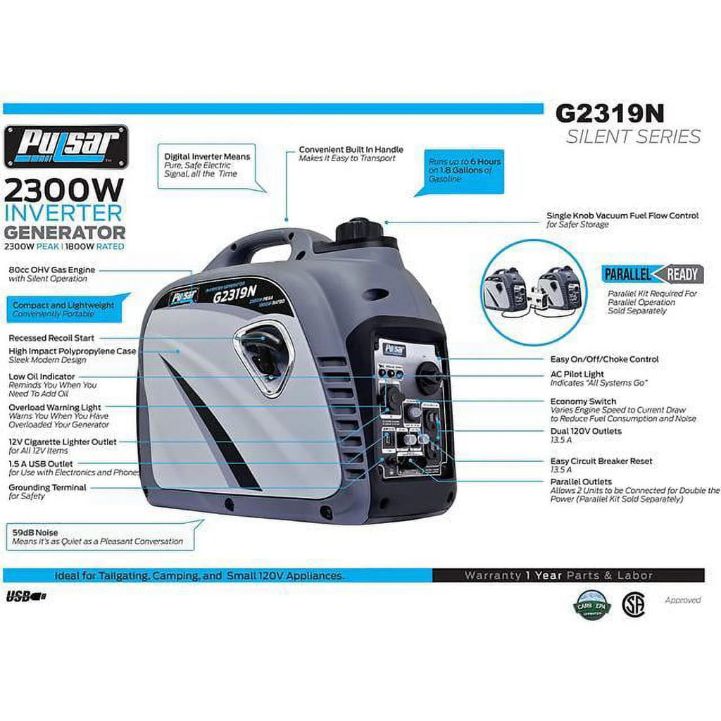 2300 Peak Watt Digital Inverter Generator with 80cc OHV Engine Q680297