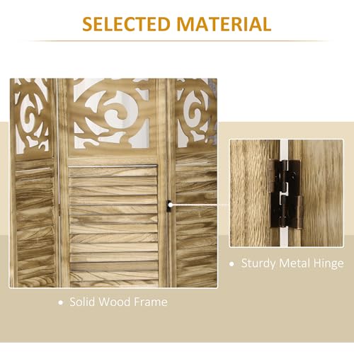 Brown 4 Panel Wood Folding Room Divider B357780