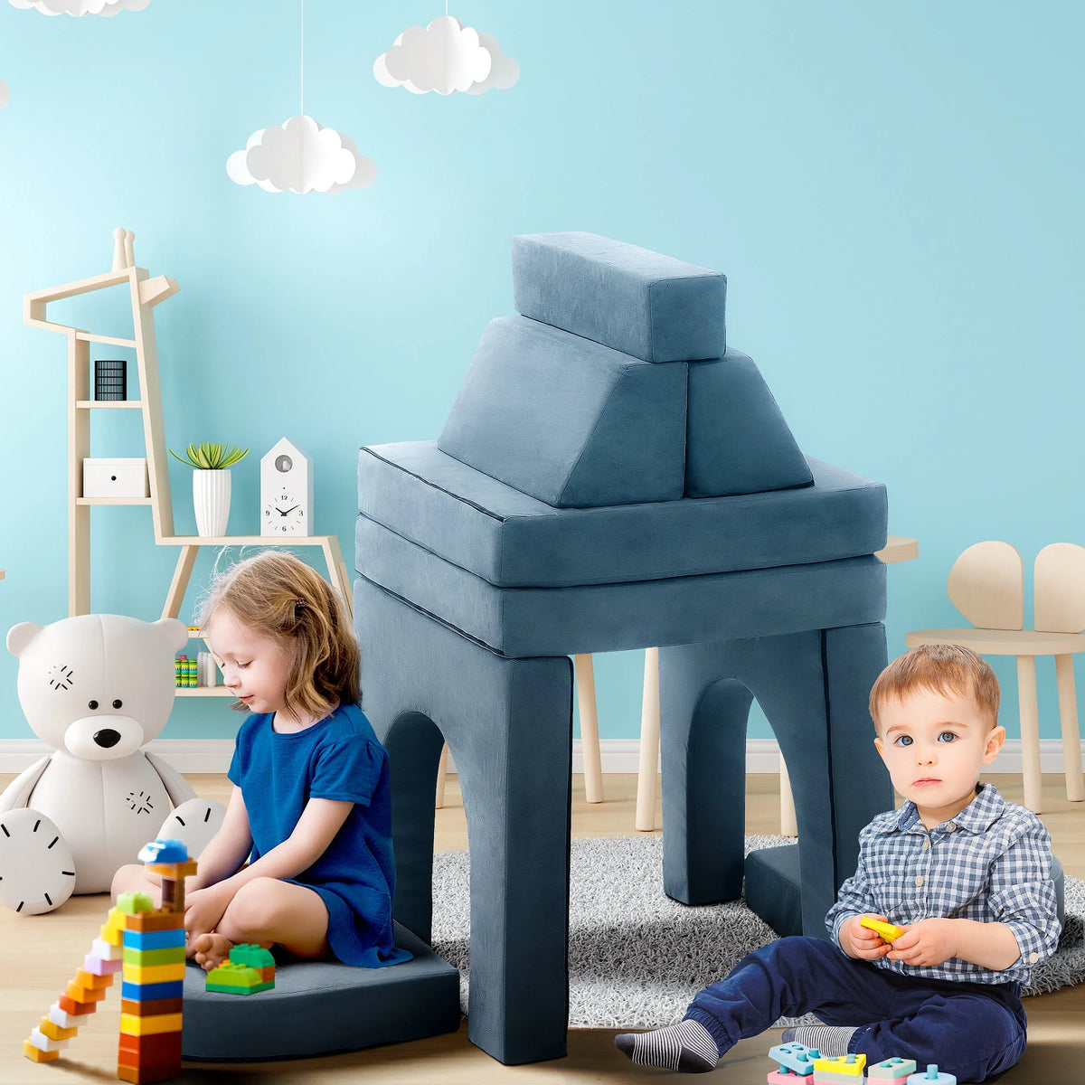 Gray 9-Pieces Kids Sofa Couch C506908