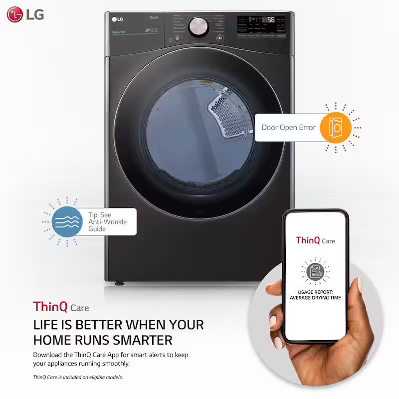 7.4 Cu. Ft. Vented Smart Stackable Gas Dryer in Black Steel B8062