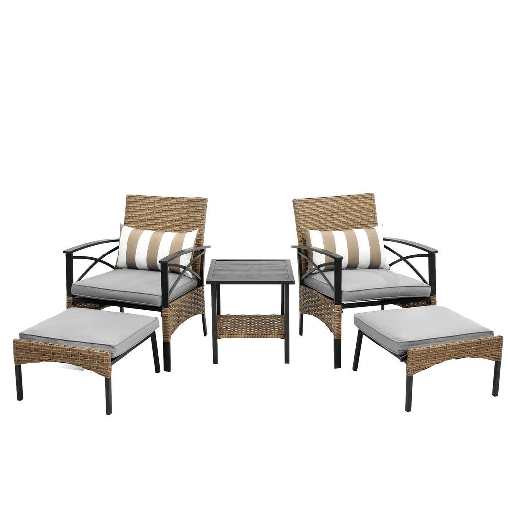 5 Piece PE Wicker Patio Furniture Set with Coffee Table B286