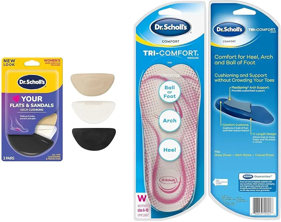 Arch Cushions and Tri-Comfort Insoles, 1 Pair Each, Size 6-10 C84785