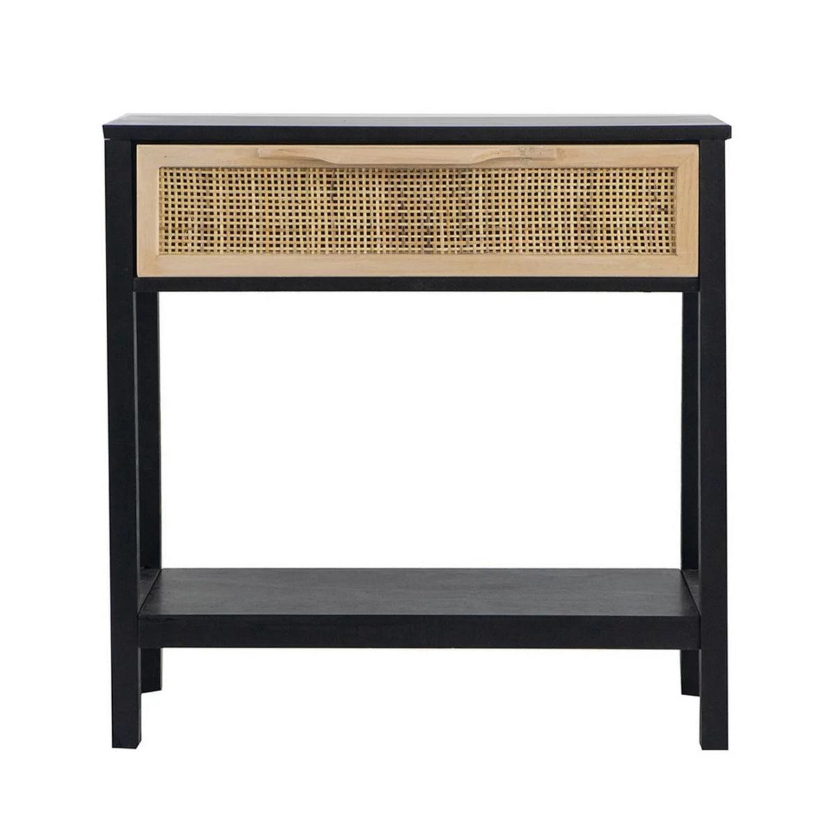 22 Inch Pine Wood Woven Rattan 1 Drawer Accent Side Table H796134