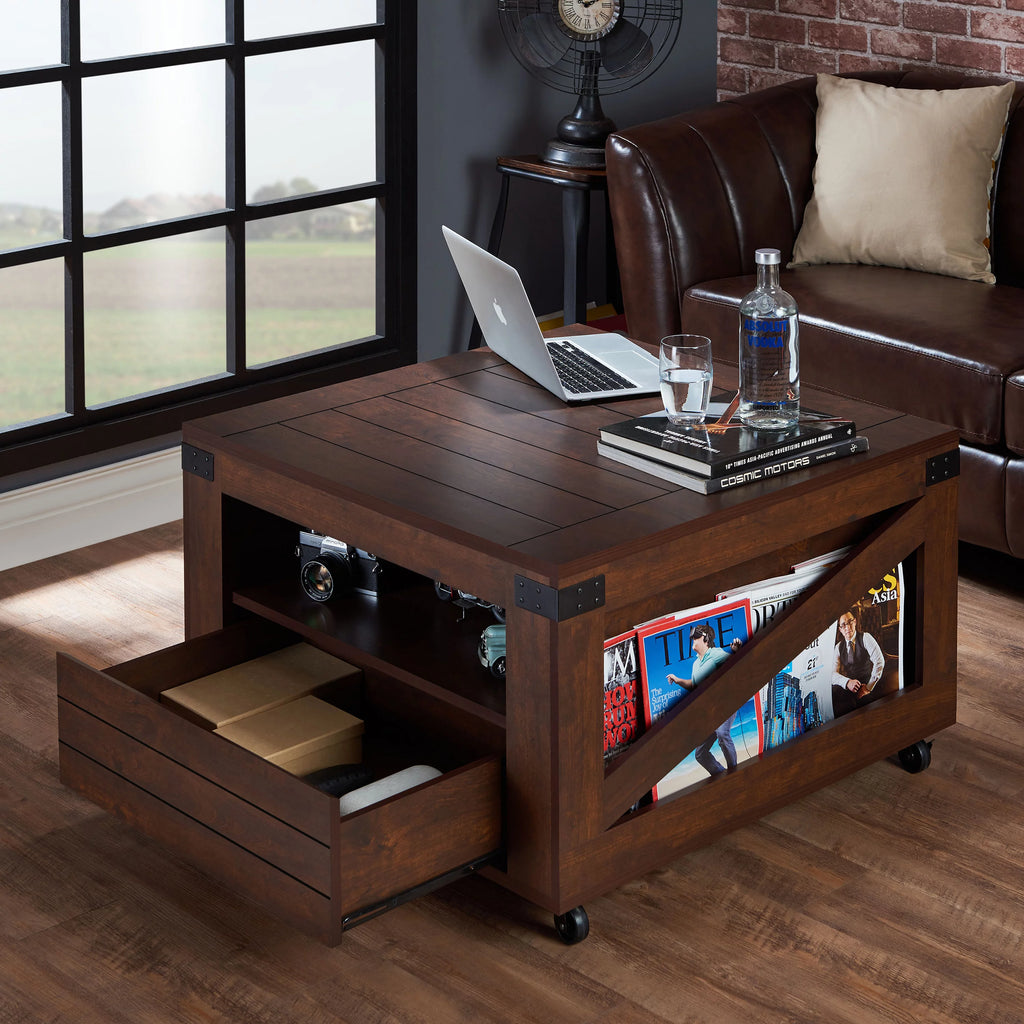 Walnut Coffee Table with Casters F89910