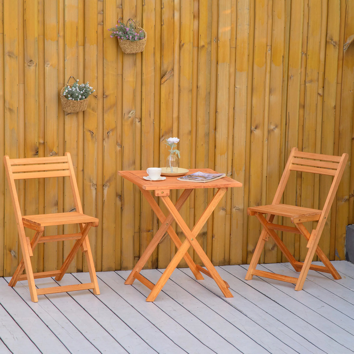 3 Piece Wooden Patio Bistro Set D6491