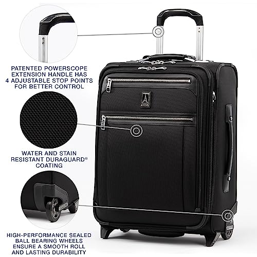 Expandable Softside Carry on Luggage, 2 Wheel Upright Suitcase, Shadow Black, 20-Inch S760