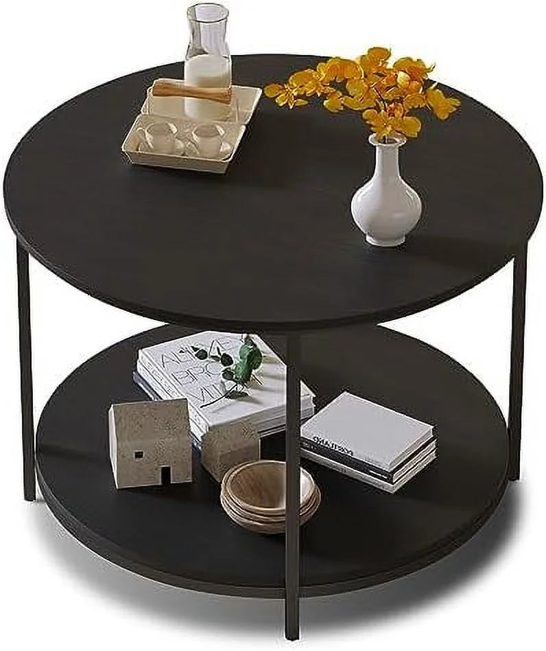 Wood Round Coffee Table with Metal Legs T292526