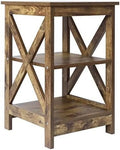 Modern Farmhouse Wood End Table with 3-Tier V526416