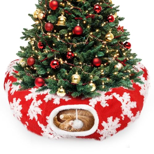 Foldable Plush Cat Tunnel Bed with Washable Cushion P5312