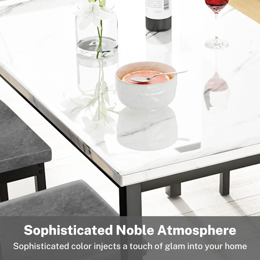 Faux Marble Dining Table Set for 4 B612