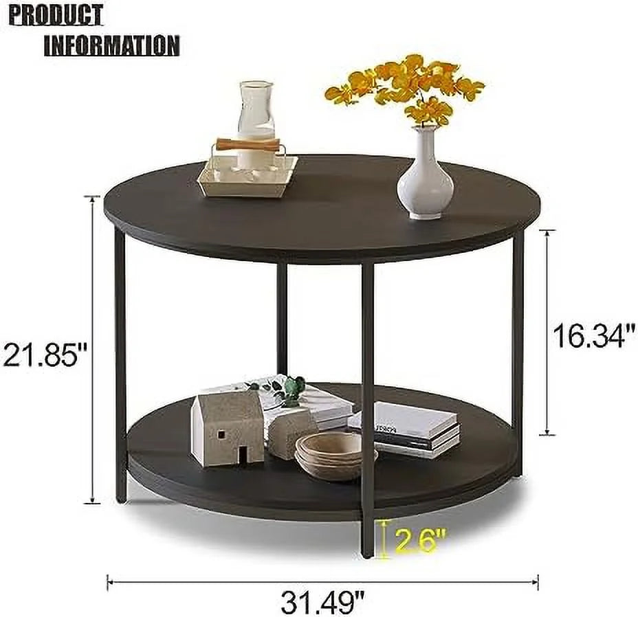 Wood Round Coffee Table with Metal Legs T292526