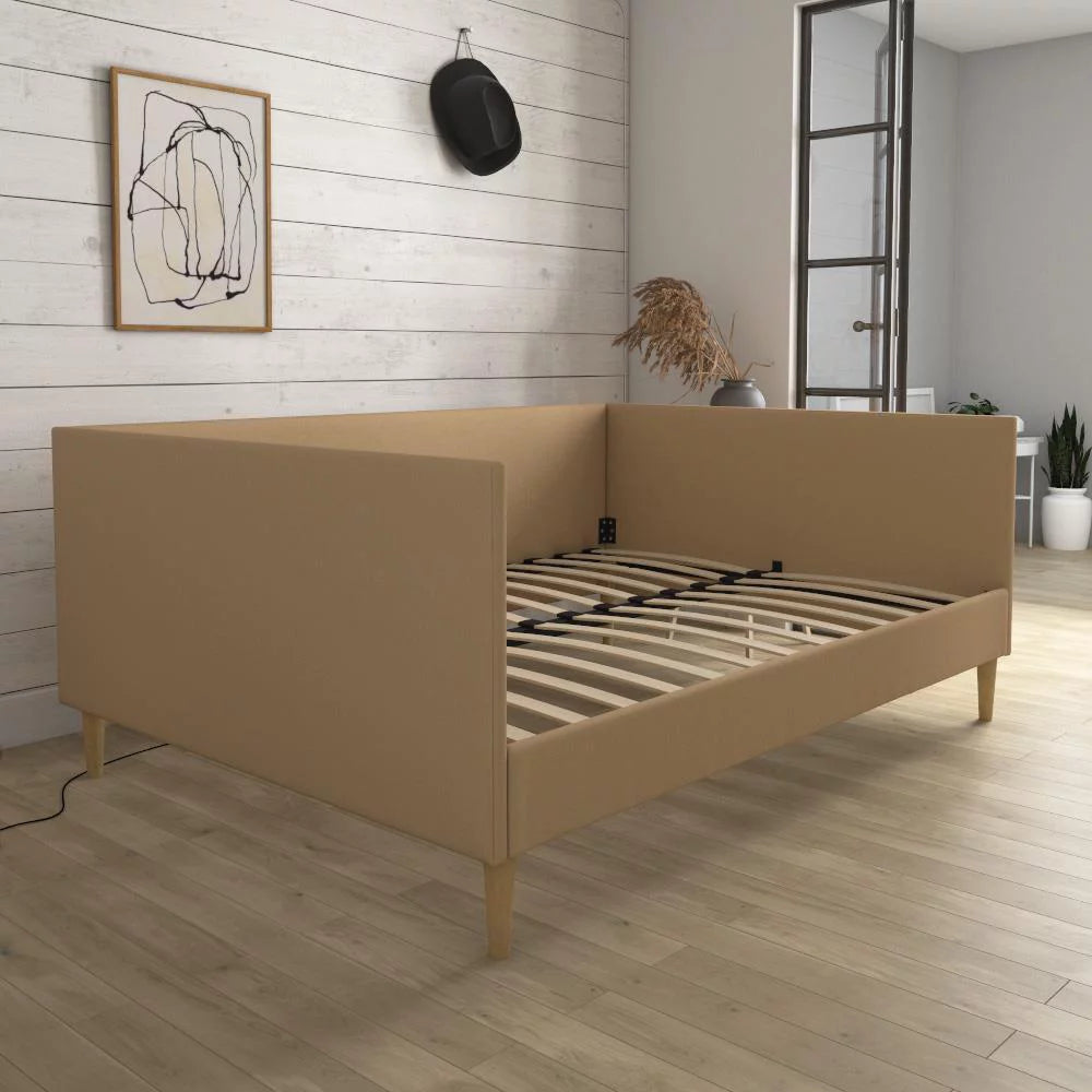Gray Linen Queen Upholstered Daybed Frame N202