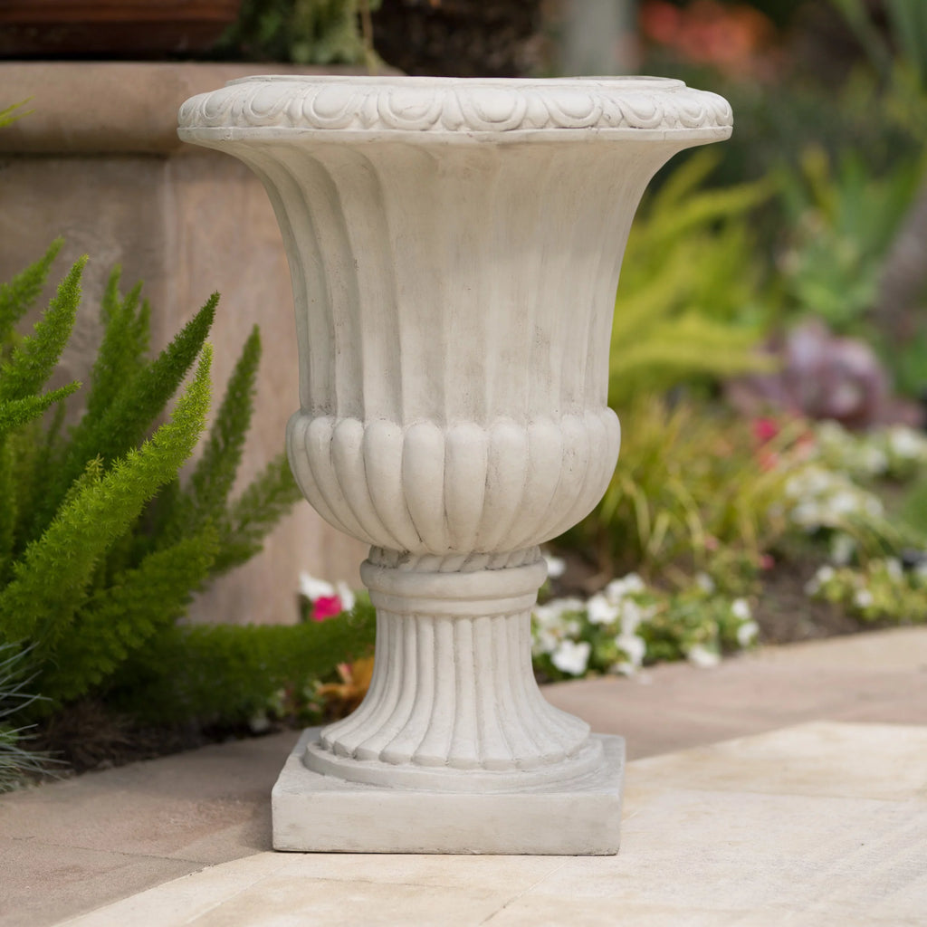 Antique White Concrete Urn Planter M79205