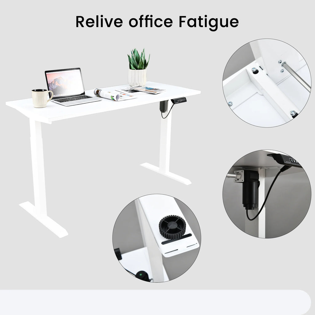 Electric Standing Desk 55 x 24 Inches Height Adjustable White O43491