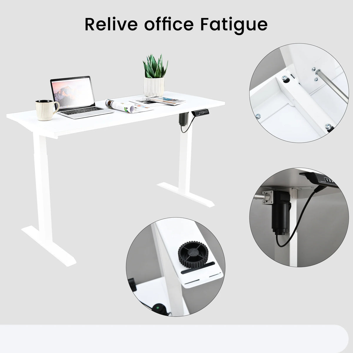 Electric Standing Desk 55 x 24 Inches Height Adjustable White O43491