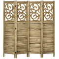 Brown 4 Panel Wood Folding Room Divider B357780