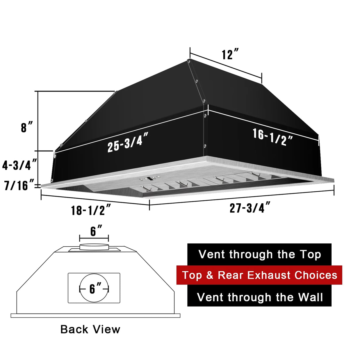 30 Inch Stainless Steel Ducted Range Hood Insert I453