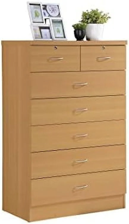 Black 7 Drawer Wood Dresser I495341